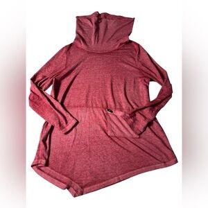Soft Surroundings Petite Small Long Tunic Top Red Cowl Neck Pocket